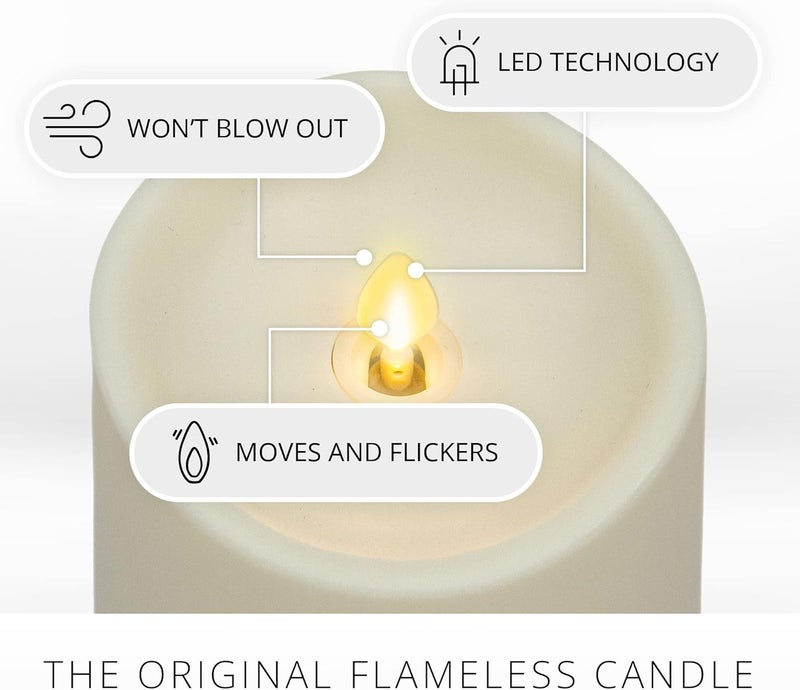 LUMINARA Realistic Artificial Moving Flame Outdoor Pillar Candle - Moving Flame LED Battery Operated Lights for Outside Christmas, Thanksgiving - Remote Ready - Remote Sold Separately - 3.25" x 8.5" - Image 2